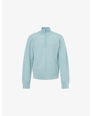 Hiking Patrol Essence Half-Zip Mohair-Wool Blend Sweater - Blue