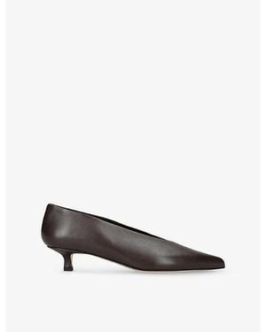 Aeyde Clara Pointed-Toe Heeled Leather Pumps - Brown