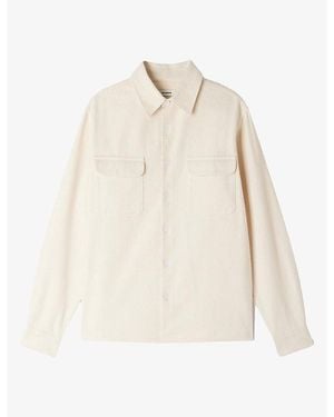 Sandro Flannel Long-Sleeve Cotton Shirt - Natural