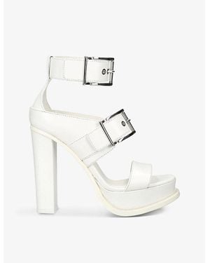 McQueen Punk Buckle-Embellished Leather Platform Sandals - White