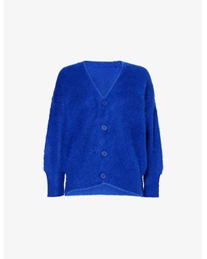 CFCL V-Neck Dropped-Shoulders Wool-Blend Cardigan - Blue