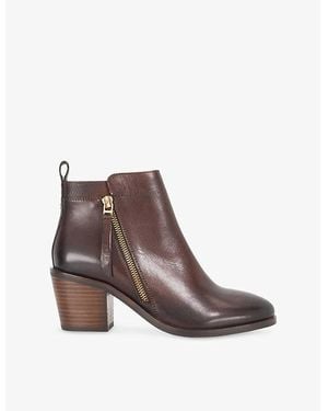 Dune Paicing Leather Heeled Ankle Boots - Brown