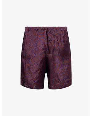 Dries Van Noten Piperi Floral-Print Woven Shorts - Purple