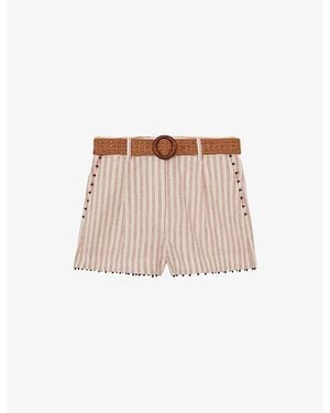 Reiss Chloe Striped Linen Shorts - Natural