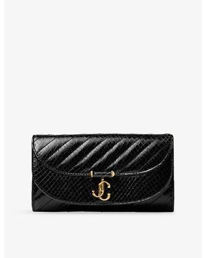 Jimmy Choo Curve Quilted Leather Wallet-On-Chain - Black
