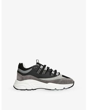 Cleens Aero Runner Leather, Suede And Mesh Sneakers - Black