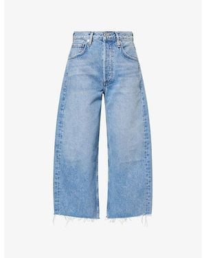 Citizens of Humanity Ayla Raw-Hem Crop Denim Jeans - Blue