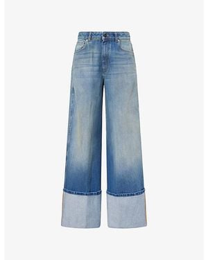 Givenchy Wide-Leg Turn-Up Denim Jeans - Blue