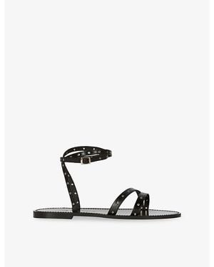 The Kooples Strappy Flat Leather Sandals - Black