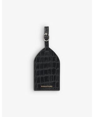 Whistles Croc-Embossed Leather Luggage Tag - Black