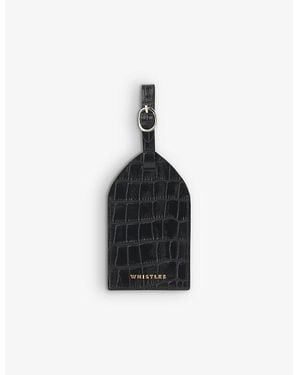 Whistles Croc-Embossed Leather Luggage Tag - Black