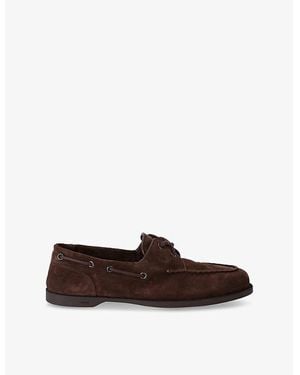 John Lobb Foil Suede Boat Shoes - Brown