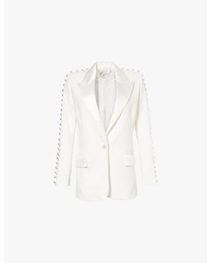 Nadine Merabi Charlotte Single-Breasted Slim-Fit Woven Blazer - White