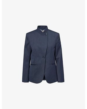 Twp Single-Breasted Button-Up Wool-Blend Blazer - Blue