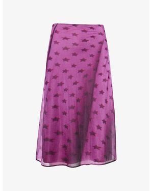 Acne Studios Etima Star-Print Mesh Midi Skirt - Purple
