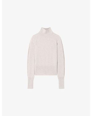 JOSEPH Oxna High-Neck Cashmere-Blend Sweater - White