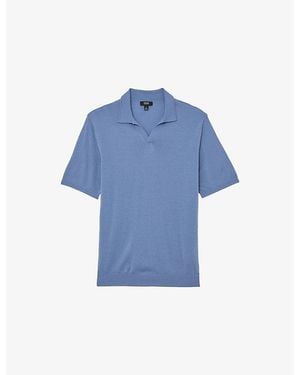 Reiss Duchie Short-Sleeved Wool Polo Shirt - Blue