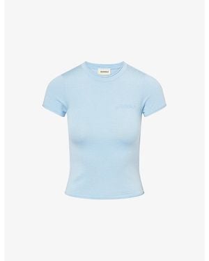 ADANOLA Varsity Knit Crewneck T-Shirt - Blue