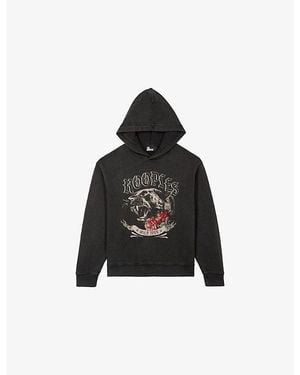 The Kooples Graphic-Print Relaxed-Fit Cotton Hoody - Black