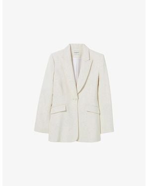Claudie Pierlot Peak-Lapel Single-Breasted Stretch-Woven Blazer - White