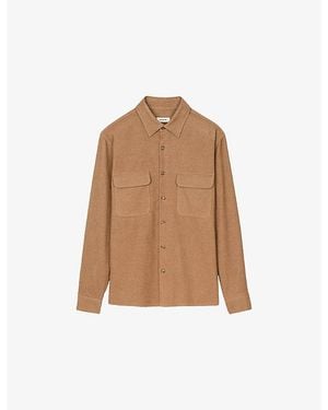 Sandro Flap-Pocket Flannel Cotton Shirt - Brown