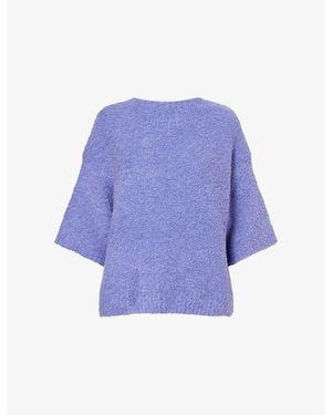 American Vintage Zolly Short-Sleeve Wool-Blend Jumper - Blue
