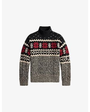 Polo Ralph Lauren Fairisle High-Neck Wool-Blend Sweater - Black