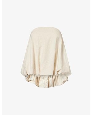 Atelier Ninety Five Bubble Hem Strapless Linen And Cotton Blend Bandeau Top - Natural