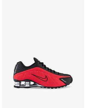 Nike Shox R4 Leather And Mesh Mid-Top Trainers - Red