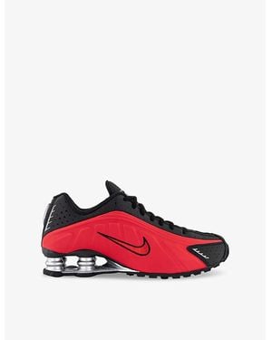 Nike Shox R4 Leather And Mesh Mid-Top Trainers - Red