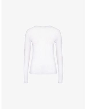 Skin Long-Sleeved Round-Neck Cotton T-Shirt - White