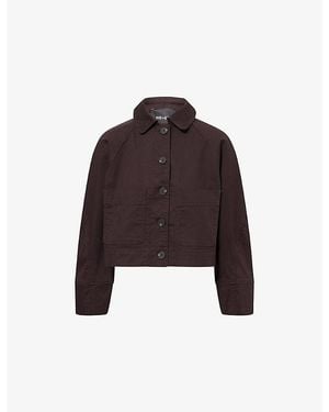 ME+EM Boxy-Fit Collared Cotton Jacket - Brown