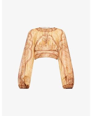 Zimmermann Wanderlust Cropped Cotton-Blend Top - Natural