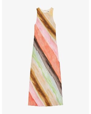 Ro&zo Watercolor Stripe Ombre Dress - Orange