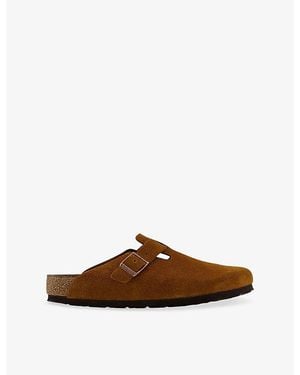 Birkenstock Boston Logo-Embossed Suede-Leather Clogs - Brown