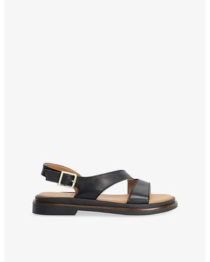 Dune Larko Asymmetric Chunky Leather Flat Sandals - Black