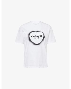 Carhartt Logo Spray Heart Cotton T-Shirt - White