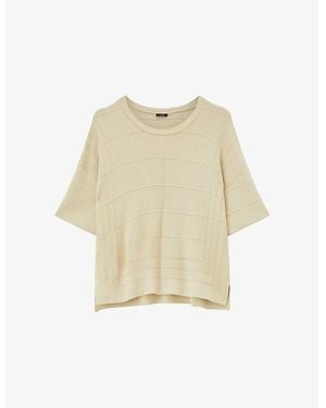 JOSEPH Grid-Knit Boxy-Fit Viscose-Blend T-Shirt - Natural