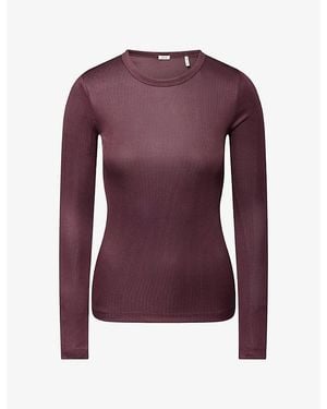 Agolde Delphi Slim Ribbed Jersey Top - Purple