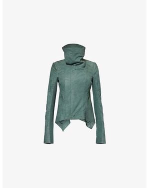 Rick Owens Asymmetric-Hem Regular-Fit Leather Jacket - Green