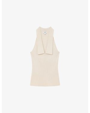 Reiss Vera Ribbed Knitted Vest Top - White