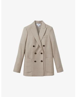 Reiss Harriet Double-Breasted Wool-Blend Blazer - Natural