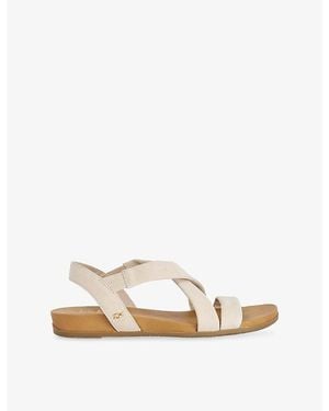 Dune Landies Comfort-Strap Flat Leather Sandals - Natural