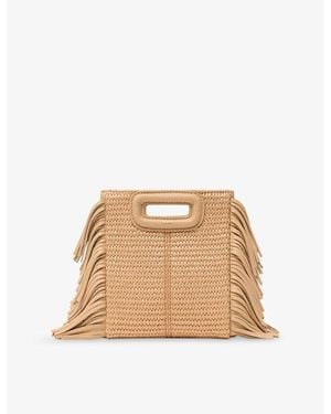 Maje Mini M Raffia Shoulder Bag - Natural