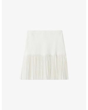 Claudie Pierlot Pleated Fine-Knit Mini Skirt - White
