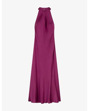 OMNES Seychelles Halterneck Satin Maxi Dress - Purple