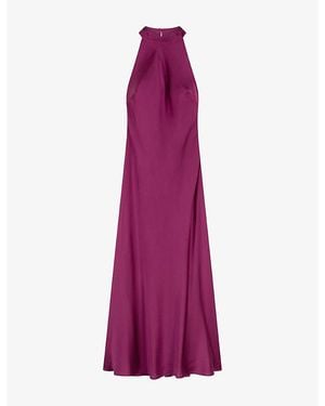 OMNES Seychelles Halterneck Satin Maxi Dress - Purple