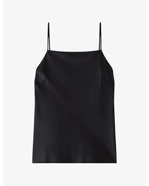 JOSEPH Cloe Square-Neck Silk Top - Black