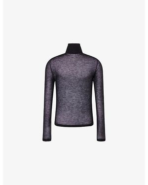 Rick Owens Oversized Turtle Neck Sheer Cashmere Jumper - Blue