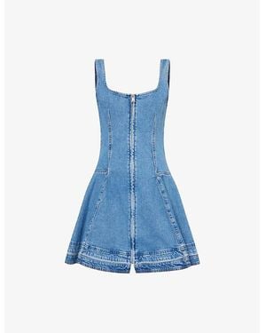 Jonathan Simkhai Eleodra Flared Stretch-Denim Mini Dress - Blue